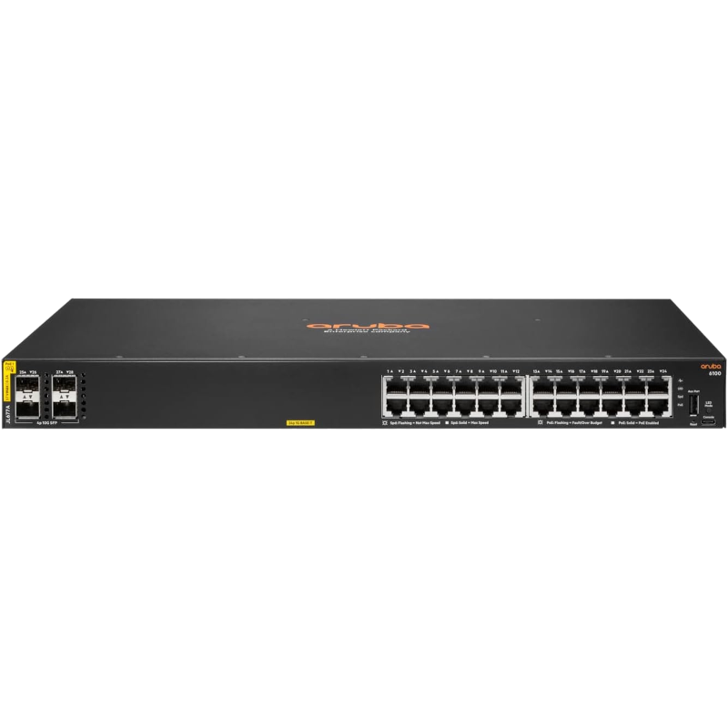 Комутатор керований HPE Aruba Networking CX 6100 24G Class4 PoE 4SFP+ 370W Switch (JL677A)